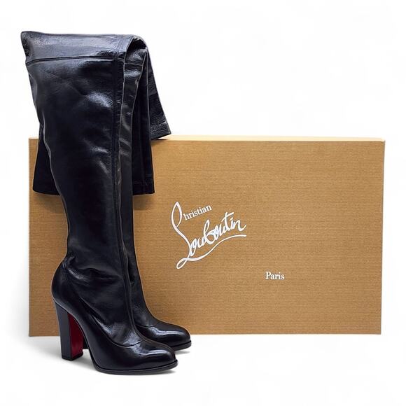 Christian Louboutin Kiss Me Gena Leather Over the Knee Boots EU 37 US 6.5 $1795 - Picture 1 of 9